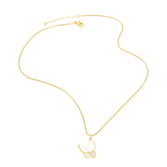Jewelry Copper Ochain Butterfly Dripping Oil Insect Style Necklace