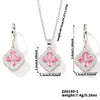 Jewelry Copper Ochain Set With Natural Plant Flowers Pattern And Zircon Inlay