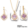 Jewelry Copper Ochain Set With Natural Plant Flowers Pattern And Zircon Inlay
