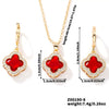 Jewelry Copper Ochain Set With Natural Plant Flowers Pattern And Zircon Inlay