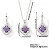 Jewelry Copper Ochain Set With Natural Plant Flowers Pattern And Zircon Inlay