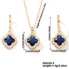 Jewelry Copper Ochain Set With Natural Plant Flowers Pattern And Zircon Inlay