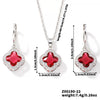 Jewelry Copper Ochain Set With Natural Plant Flowers Pattern And Zircon Inlay