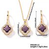 Jewelry Copper Ochain Set With Natural Plant Flowers Pattern And Zircon Inlay