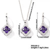 Jewelry Copper Ochain Set With Natural Plant Flowers Pattern And Zircon Inlay