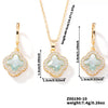 Jewelry Copper Ochain Set With Natural Plant Flowers Pattern And Zircon Inlay
