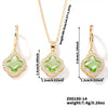 Jewelry Copper Ochain Set With Natural Plant Flowers Pattern And Zircon Inlay