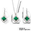 Jewelry Copper Ochain Set With Natural Plant Flowers Pattern And Zircon Inlay