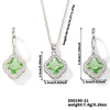 Jewelry Copper Ochain Set With Natural Plant Flowers Pattern And Zircon Inlay