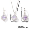 Jewelry Copper Ochain Set With Natural Plant Flowers Pattern And Zircon Inlay