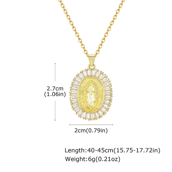 Jewelry Copper Oval Geometric Pendant Gold Plated Necklace For Ladies