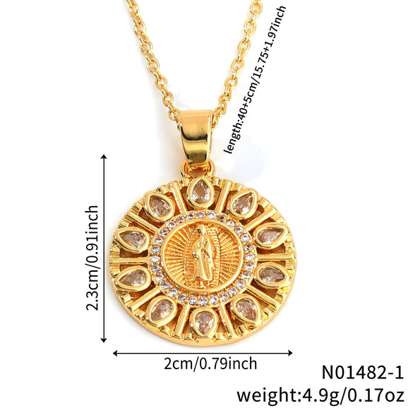 Jewelry Copper Oval Pendant Necklace With Cartoon Characters Electroplating