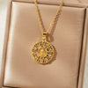 Jewelry Copper Oval Pendant Necklace With Cartoon Characters Electroplating