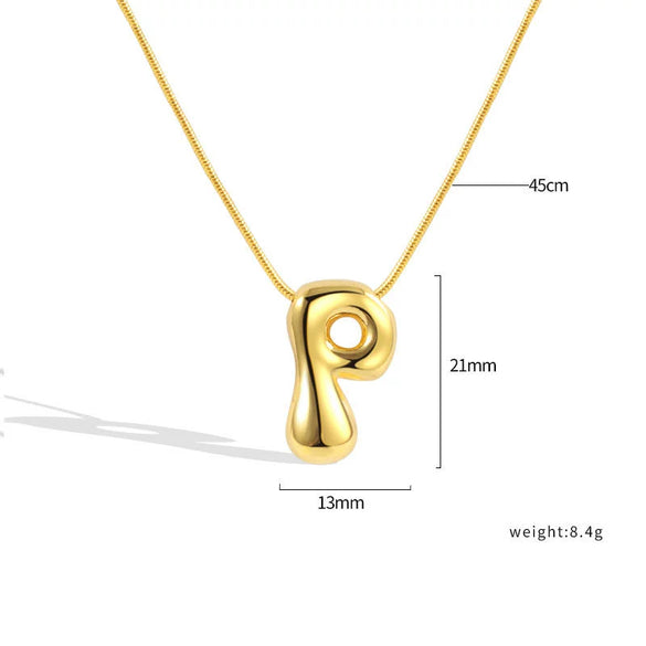 Jewelry Copper Pendant Necklace Geometric Letter Snake Bone Chain Gold Plated
