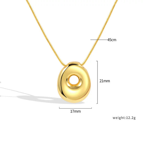 Jewelry Copper Pendant Necklace Geometric Letter Snake Bone Chain Gold Plated