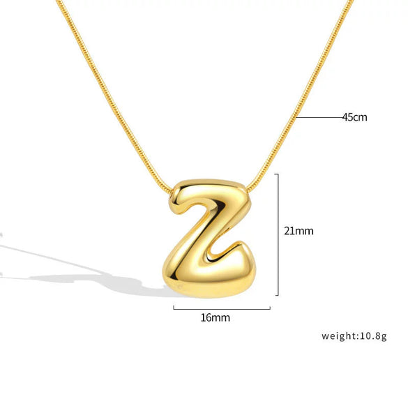 Jewelry Copper Pendant Necklace Geometric Letter Snake Bone Chain Gold Plated