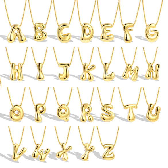 Jewelry Copper Pendant Necklace Geometric Letter Snake Bone Chain Gold Plated