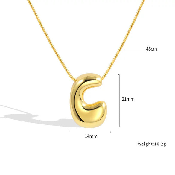 Jewelry Copper Pendant Necklace Geometric Letter Snake Bone Chain Gold Plated