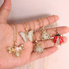 Jewelry Copper Pendant Necklace With Zircon Imitation Pearl Insect Animal Zodiac Pattern Electroplated Inlaid Enamel Water Wave Chain For Women