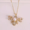 Jewelry Copper Pendant Necklace With Zircon Imitation Pearl Insect Animal Zodiac Pattern Electroplated Inlaid Enamel Water Wave Chain For Women