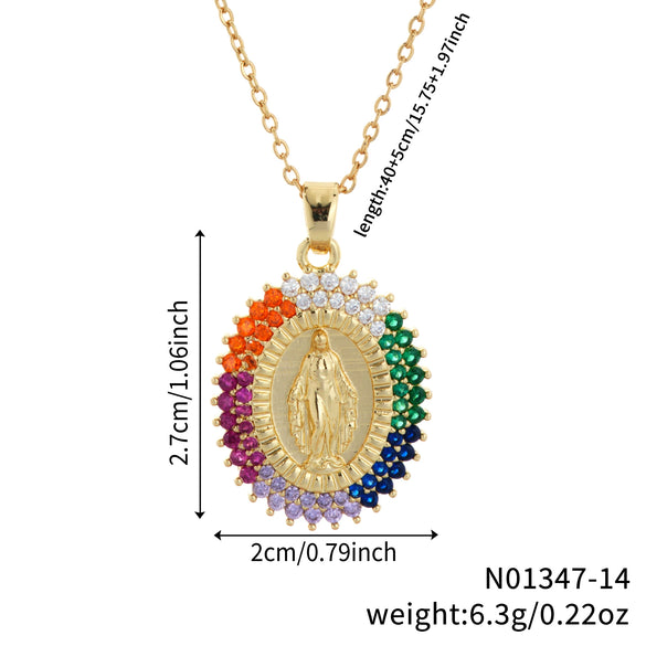 Jewelry Copper Pendant Set Zircon Geometric Retro Electroplating Necklace