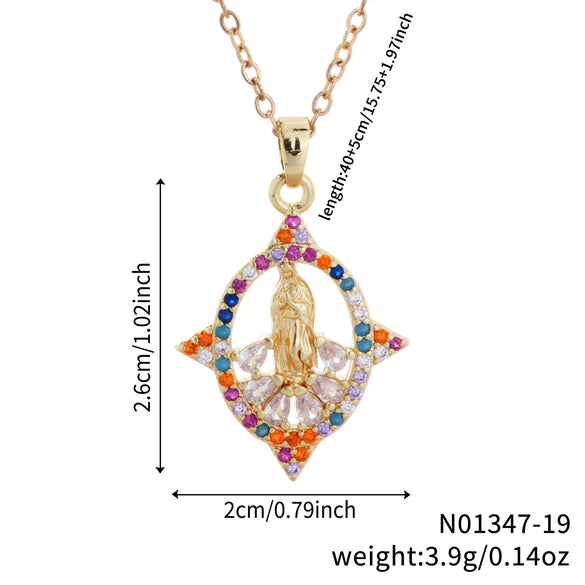 Jewelry Copper Pendant Set Zircon Geometric Retro Electroplating Necklace