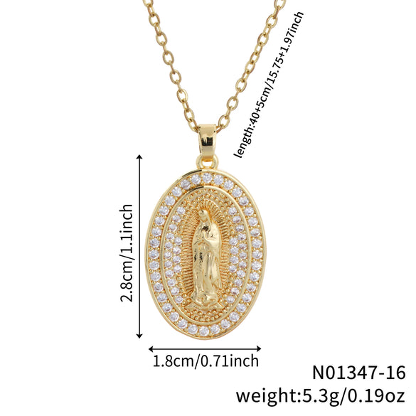 Jewelry Copper Pendant Set Zircon Geometric Retro Electroplating Necklace