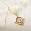 Jewelry Copper Pendant Set Zircon Geometric Retro Electroplating Necklace
