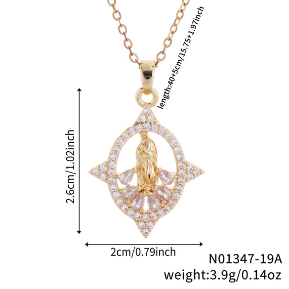 Jewelry Copper Pendant Set Zircon Geometric Retro Electroplating Necklace