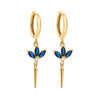 Jewelry Copper Plated 18K Gold Micropaved Colored Diamond Marquise Long Conical Tassel Earrings With Geometric Pattern And Zircon Treatment