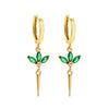 Jewelry Copper Plated 18K Gold Micropaved Colored Diamond Marquise Long Conical Tassel Earrings With Geometric Pattern And Zircon Treatment