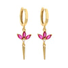 Jewelry Copper Plated 18K Gold Micropaved Colored Diamond Marquise Long Conical Tassel Earrings With Geometric Pattern And Zircon Treatment