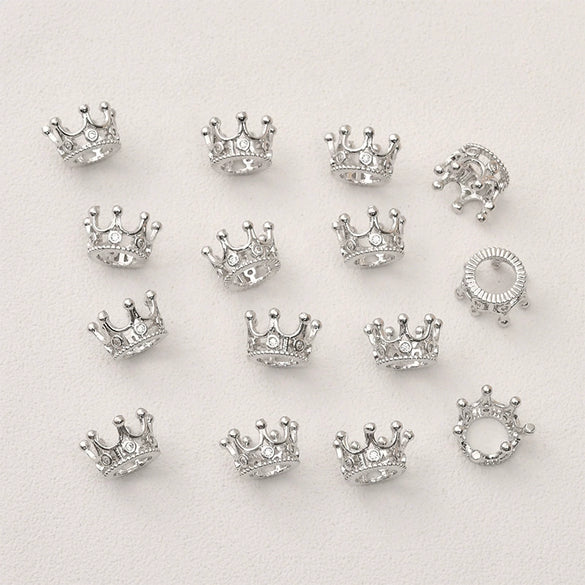 Jewelry Copper Plated 14K Gold Zircon Hollow Crown Bead Pendant Electroplated Diy Bracelet Necklace Ear Accessories Material