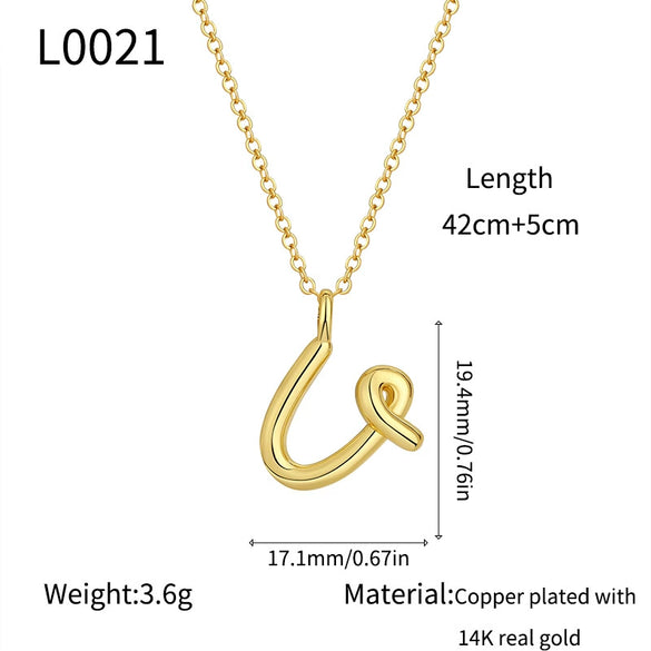 Jewelry Copper Plated With Real Gold Letters Numbers Text Irregular Style Necklace For Women
