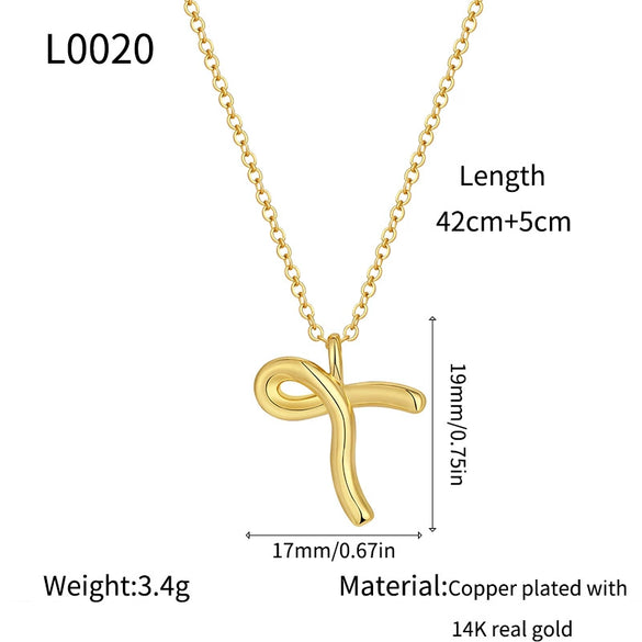 Jewelry Copper Plated With Real Gold Letters Numbers Text Irregular Style Necklace For Women