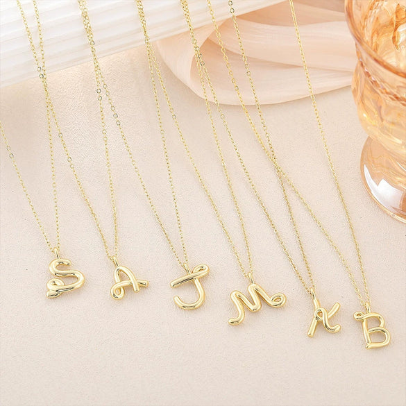 Jewelry Copper Plated With Real Gold Letters Numbers Text Irregular Style Necklace For Women