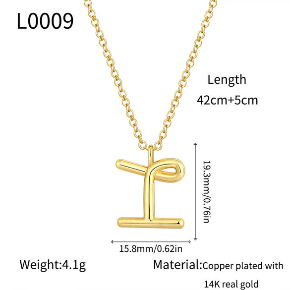 Jewelry Copper Plated With Real Gold Letters Numbers Text Irregular Style Necklace For Women