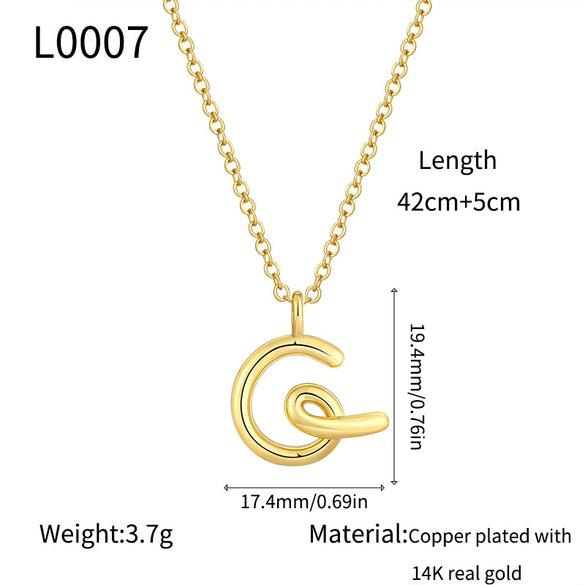 Jewelry Copper Plated With Real Gold Letters Numbers Text Irregular Style Necklace For Women