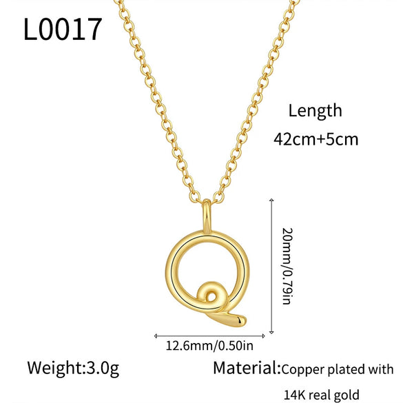 Jewelry Copper Plated With Real Gold Letters Numbers Text Irregular Style Necklace For Women