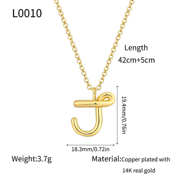 Jewelry Copper Plated With Real Gold Letters Numbers Text Irregular Style Necklace For Women