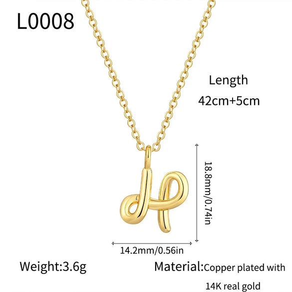Jewelry Copper Plated With Real Gold Letters Numbers Text Irregular Style Necklace For Women
