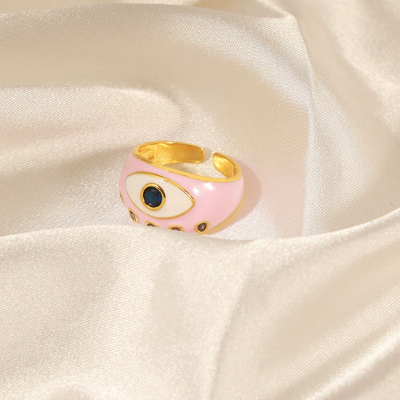 Jewelry Copper Retro Geometric Dripping Oil Open Ring