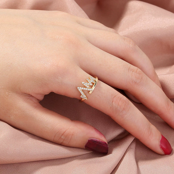 Jewelry Copper Ring With Microinlay White Zircon Geometric Style Electroplating