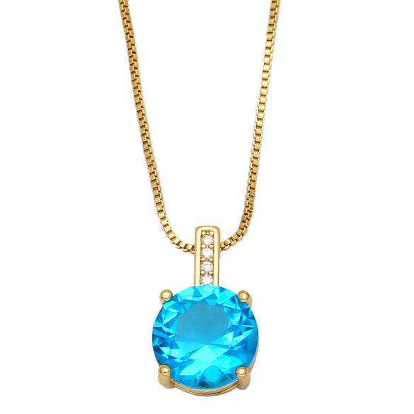 Jewelry Copper Round Zircon Geometric Minimalist Pendant Necklace With Box Chain
