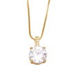 Jewelry Copper Round Zircon Geometric Minimalist Pendant Necklace With Box Chain