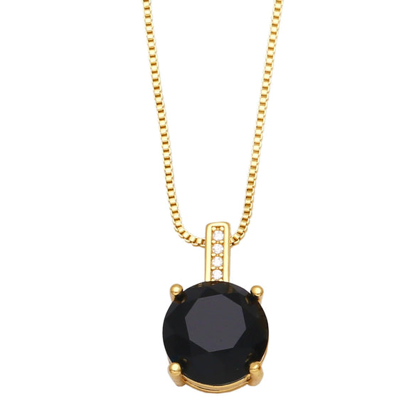 Jewelry Copper Round Zircon Geometric Minimalist Pendant Necklace With Box Chain