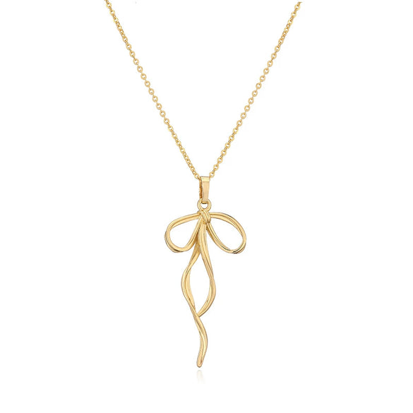 Jewelry Copper Set With Pearl Bow Necklace