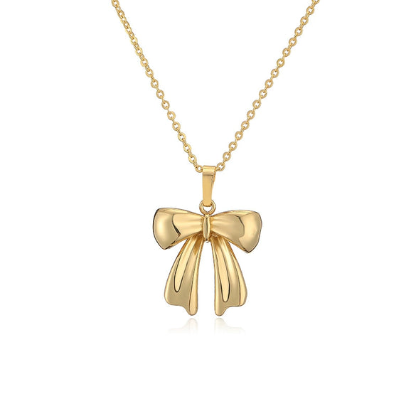 Jewelry Copper Set With Pearl Bow Necklace
