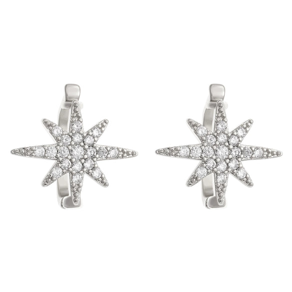Jewelry Copper Star Shaped Headphone Clip Earrings With Zirconia Fashion Minimalist Design