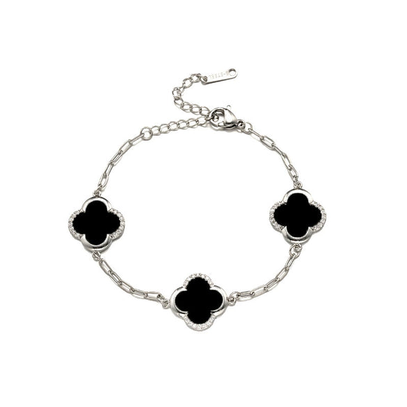 Jewelry Copper Titanium Steel Four Leaf Clover Style Electroplating Women's Fourpiece Set Necklace Bracelet Earrings Ring